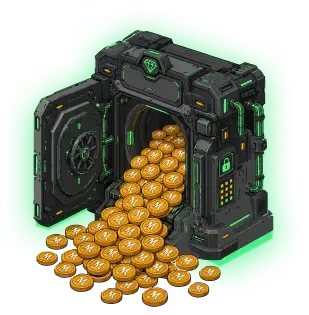 Coffre Profit Share MineBit rempli de pièces